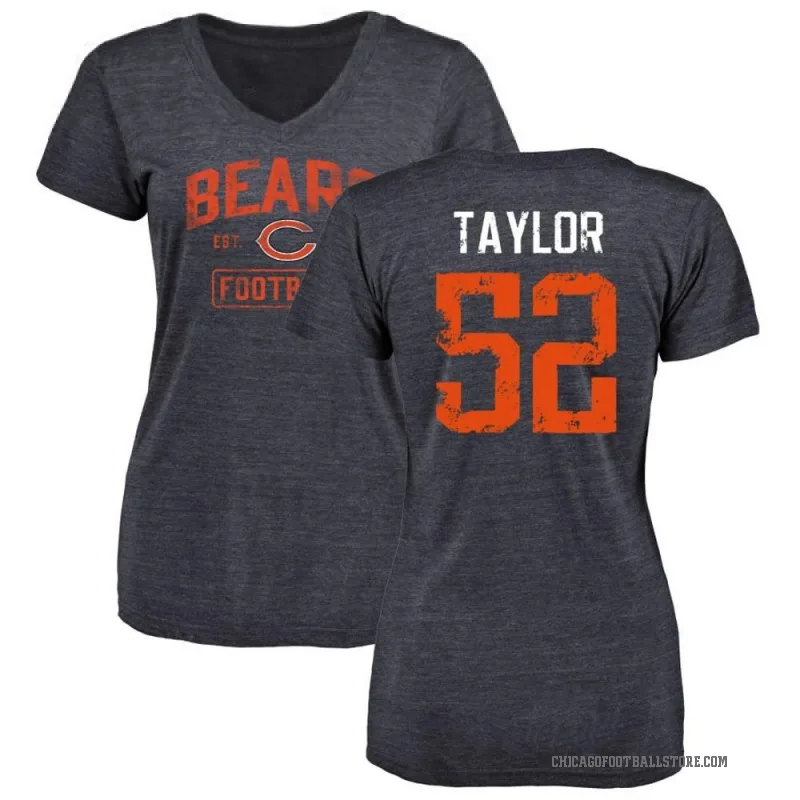 Darrell Taylor Women's Navy Chicago Bears Distressed V-Neck T-Shirt