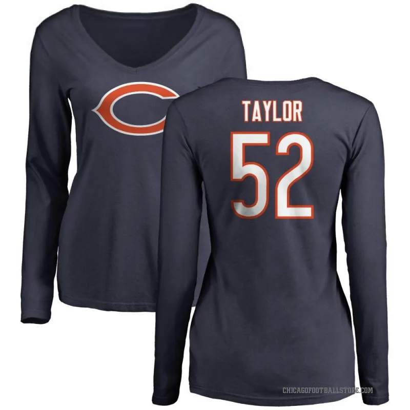 Darrell Taylor Women's Navy Chicago Bears Logo Slim Fit Long Sleeve T-Shirt -