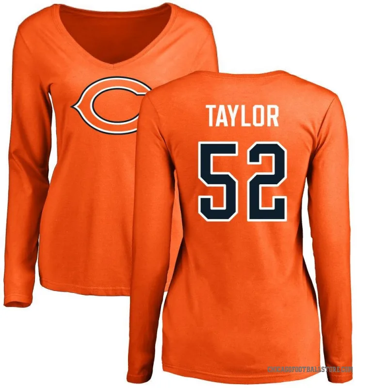 Darrell Taylor Women's Orange Chicago Bears Logo Slim Fit Long Sleeve T-Shirt -